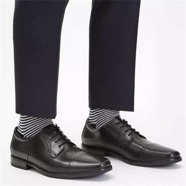 CLARKS MENS T/CAP LACE SHOE - BLACK LEATHER